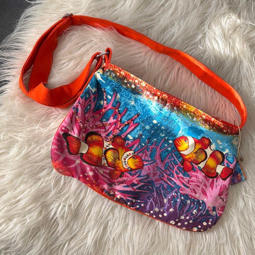 Messina Orange Fish Bead Shoulder Handbag Zip
Crossbody Bag Lightweight Nylon